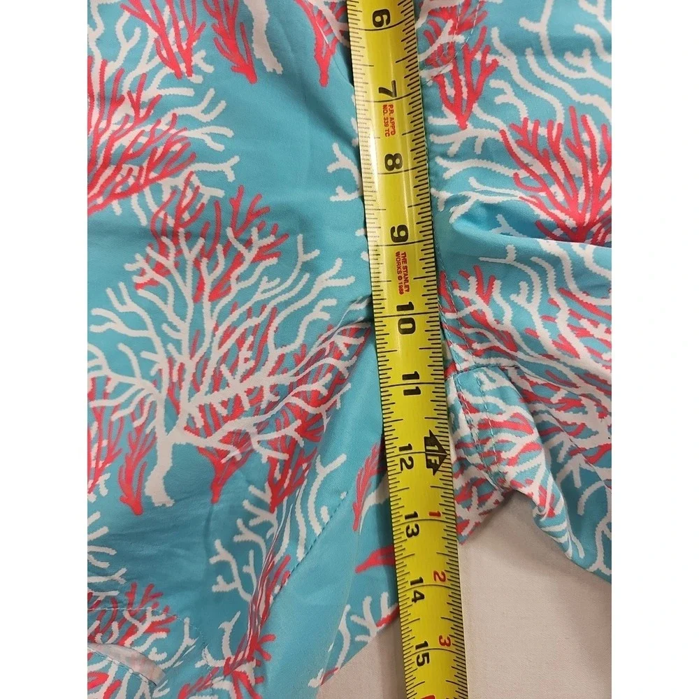 Hang Ten Men's M‎ Swim Trunks Coral Reef Blue Pink Elastic Waist Drawstring